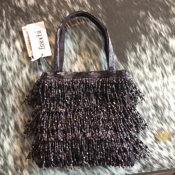 Vintage Franchi handbag Black Beaded - Picture 1 of 7